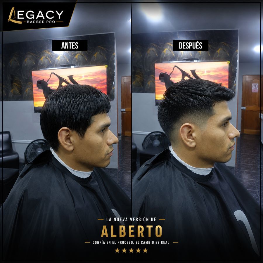Antes y después de Alberto en Legacy Barber Pro Surco